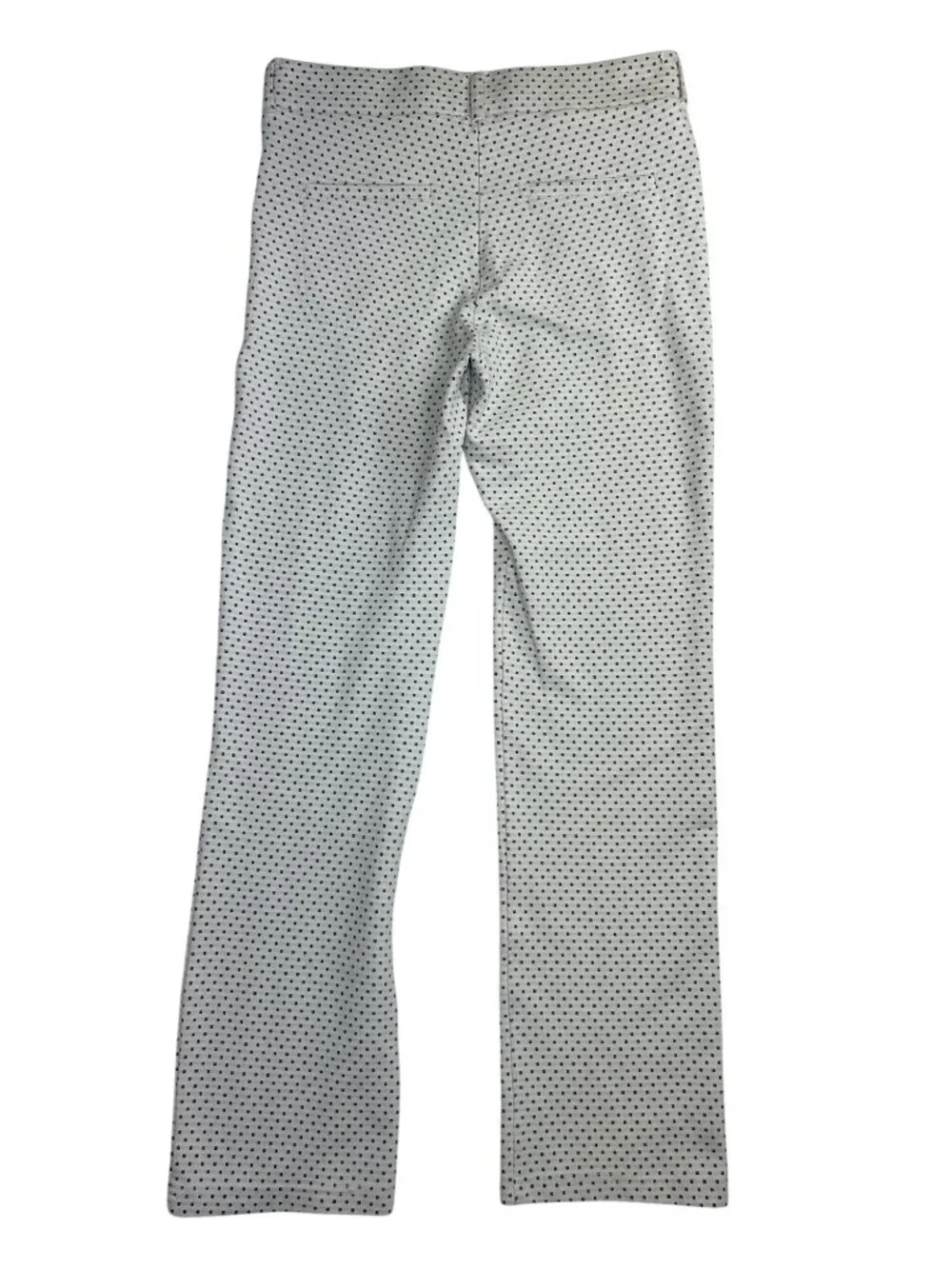 Betabrand Women's M Straight-Leg Pants White Micro Squares Stretch Hidden Pocket